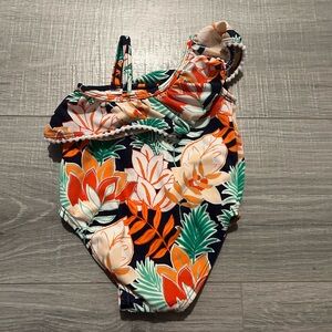Tropical One Shoulder Baby Bathing Suit